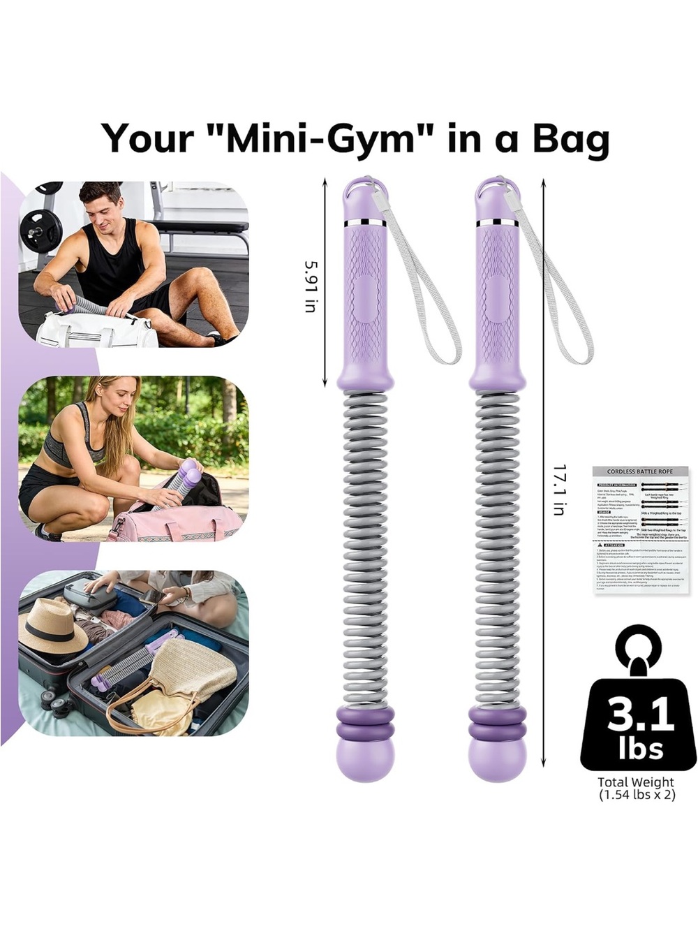 Weighted Ropeless Battle Ropes Purple - Picture 2 of 7